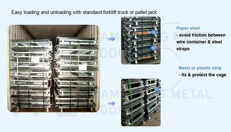 Agricultural Saving-Space Palletized Metallic Wire Mesh Gitterbox Cage for Sale