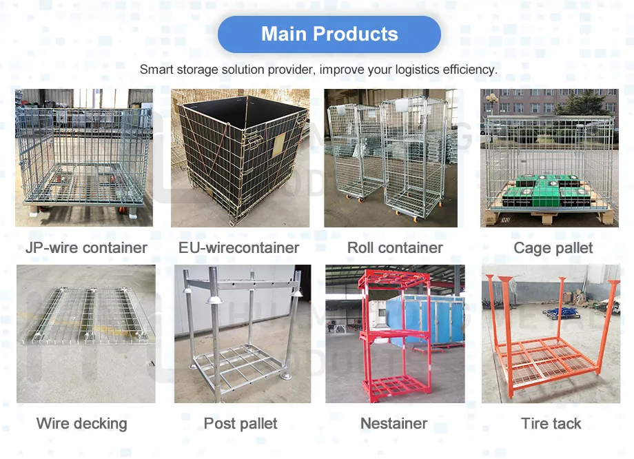 Japan Industrial Collapsible Metal Wire Mesh Stillage Cage with Wheels