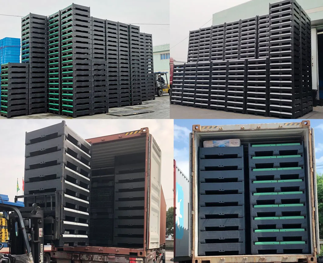 Plastic Pallet Box with Lid Shipping Container Plastic Folding Box