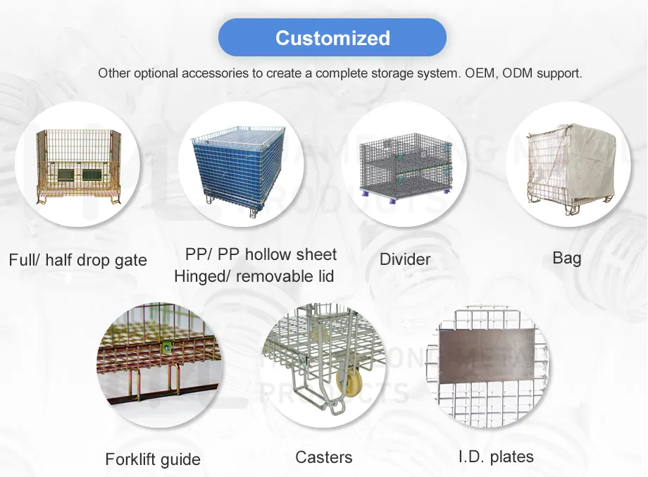 Rigid Palletized Pet Preform Storage Wire Mesh Containers with Forklift