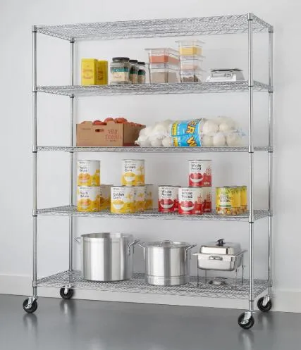 Ultradurable Commercial 5-Tire Steel Wire Shelving with Wheels, 48" W X 18" D X 72" H