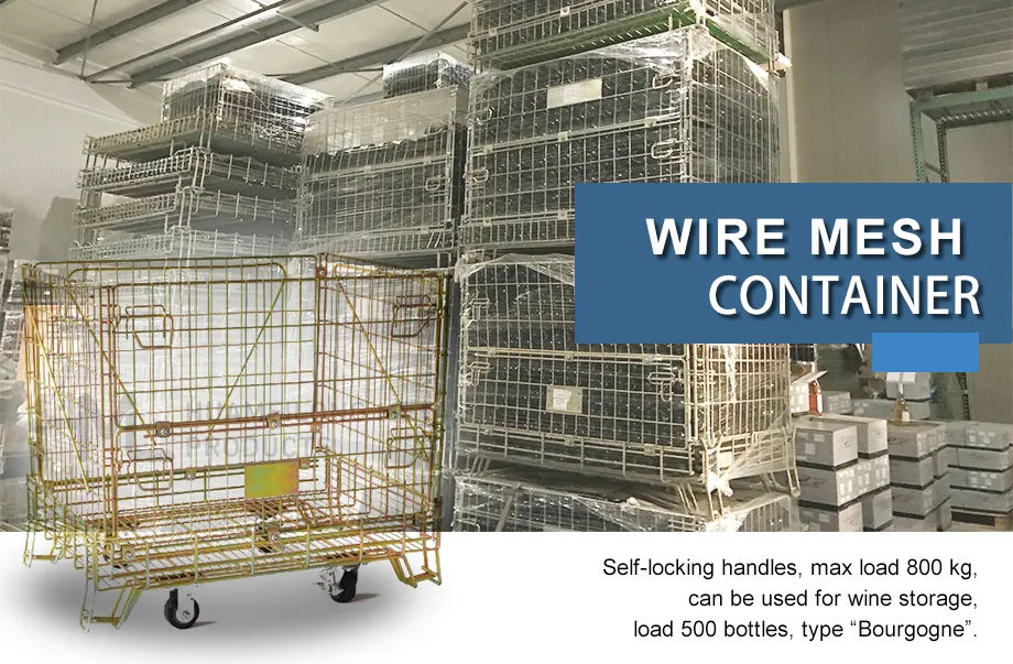 Welded Logistic Wine Storage Collapsible Foldable Wire Mesh Cage Container